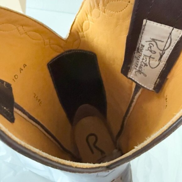 Rod Patrick Mens Cowboy Boots 10AA Brown Ostrich Leather Western French Toe EUC - Picture 10 of 12